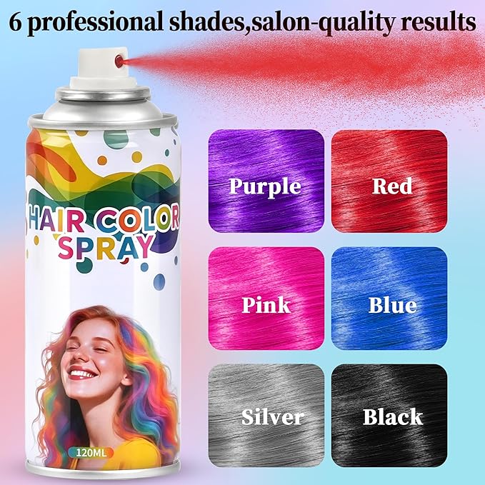 2 Pack hair spray temporary for Girls Women,Washable Hair Dye Spray Non-Sticky Halloween Cosplay Party Crazy Hair Day Hair Coloring Wax (Fiery Red&Pink)