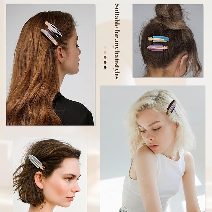 No Crease Creaseless No Bend Hair Clips For Styling Non Slip Flat Clips For Makeup Hair Accessories For Women,Mix Color,12 PCS