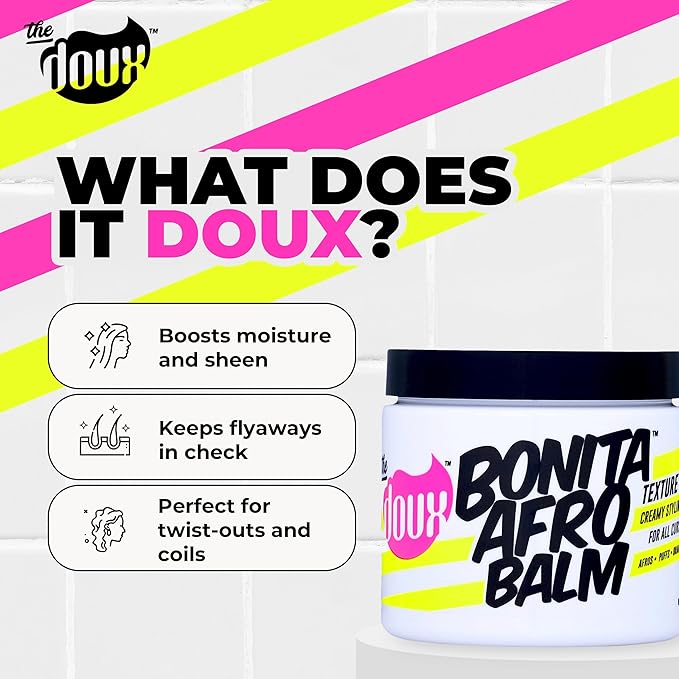 The Doux Curl Defining Cream & Pomade for Curly Hair – BONITA AFRO BALM Hair Moisturizer for Twist-Outs, Braid Styles & Flyaway Control – Curl Cream for Curly Hair & Coils