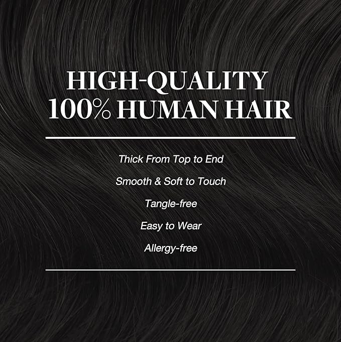 GOO GOO Clip in Hair Extensions Real Human Hair, Remy Human Hair Extensions Clip ins for Women, Natural Human Hair, 18inch 180g 7Pcs, #1B Natural Black