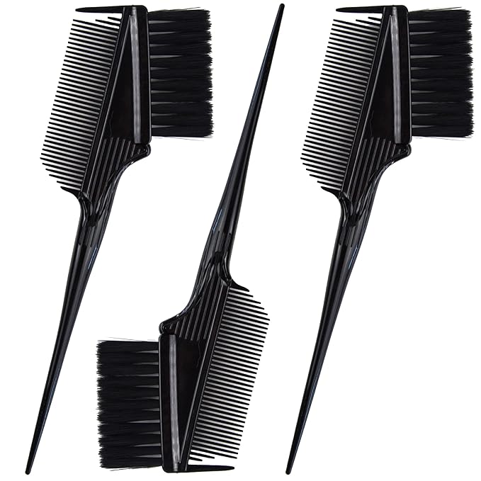 Emperor Hair Dye Brushes - 3 Angled Tint Applicators With Integrated Combs - Root Touch Up and Color Brush for Salon (Black)