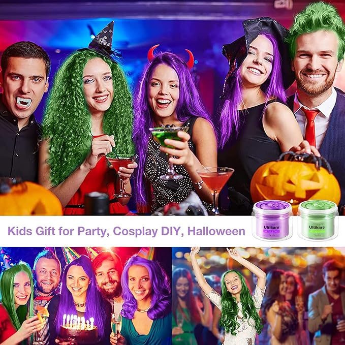 Color Wax for Natural Hair Temporary, Ultikare Hair Color Wax Purple Hair Dye Pomade Styling Instant Mud Cream Gel 3.4 Fl Oz Girl Gifts, Party, Cosplay DIY, Children's Day