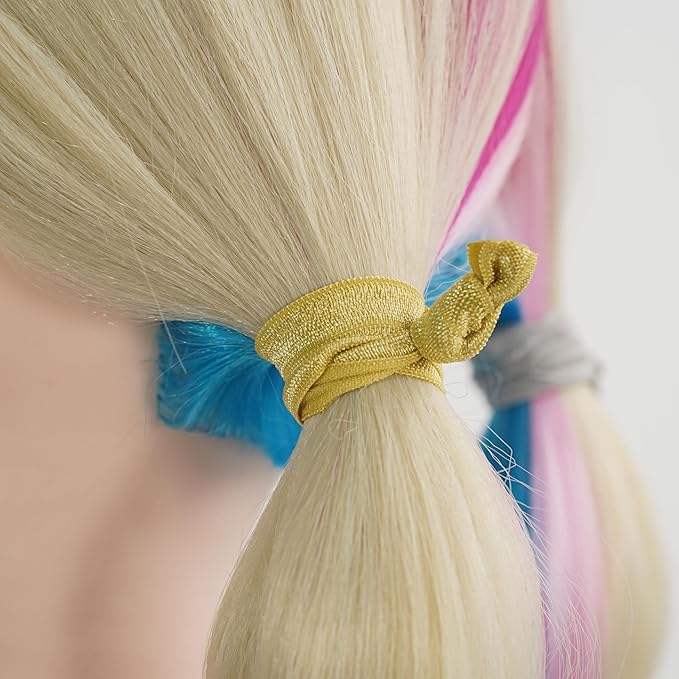 MEEDEE Soft Knotted Netural Color Hair Ties - 100 Pack No-Crease Elastic Ribbons, Ouchless Ponytails for Women, Yoga, and More