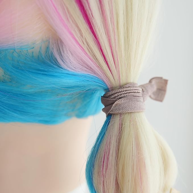 MEEDEE 100 Pack Neutral Tone Hair Ties For Women No Crease Soft Elastic Ribbon No Damage Neutral Tone Hair Ties Knotted Ouchless Hair Ribbon Yoga Hair Ribbons Elastic Bracelets