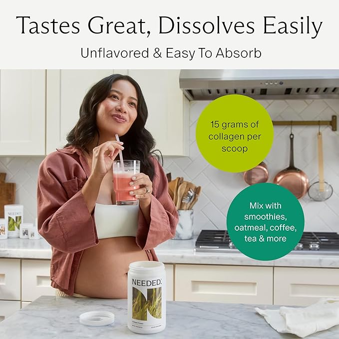 Needed. Hydrolyzed Collagen Protein Powder | Expert-Backed & Clean Sourced | Supports Skin, Hair, Joints | Grass-fed, Pasture-Raised, Hormone-Free | 1lb