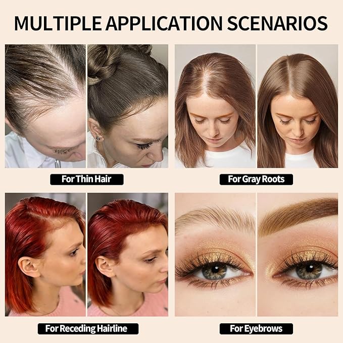 Root Cover Up Powder for Women - Medium Brown Hairline Powder for Bald Spots, Eyebrows, Beard Line, Light-Blonde Hair Fibers for Thinning Hair Shadow Powder 2 Pack