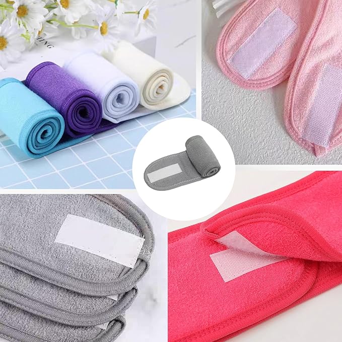 4 Pack Adjustable Makeup Headbands – Non-Slip Spa & Facial Hair Wrap, Washable Headband for Shower, Yoga, Gym, Salon & Home Use (Fits All), HZFD-BE