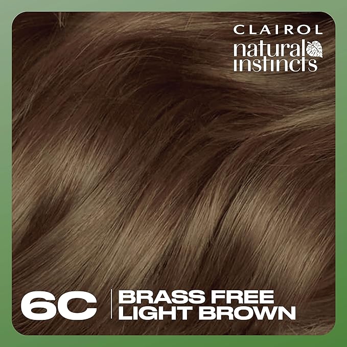 Clairol Natural Instincts Demi-Permanent Hair Dye, 6C Light Brown Hair Color, Pack of 3