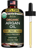 Ella & Eden Organic Moroccan Argan Oil - 100% Pure Cold-Pressed USDA Certified Unrefined – for Hair, Face & Skin – 4 Fl Oz Glass Bottle
