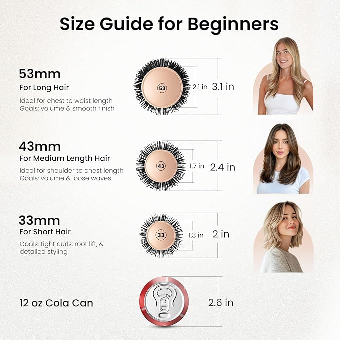 AIMIKE Round Brush for Blow Out, Small Round Hair Brush w/Nano Ion Thermal Ceramic Tech, Professional RoundBrush for Blow Drying & Styling, Maximum Volume and Shine, Barrel 1.3 inch