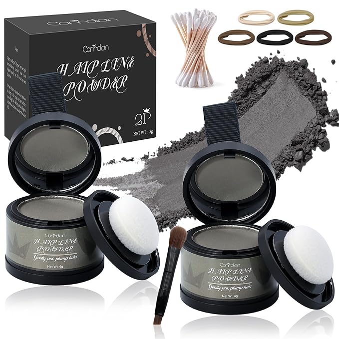 2 Pack Hairline Powder for Women and Men, Used to Root Touch Up Hair Color, Thinning and Gray Hair Coverage and Bald Spots Coverage, Gray