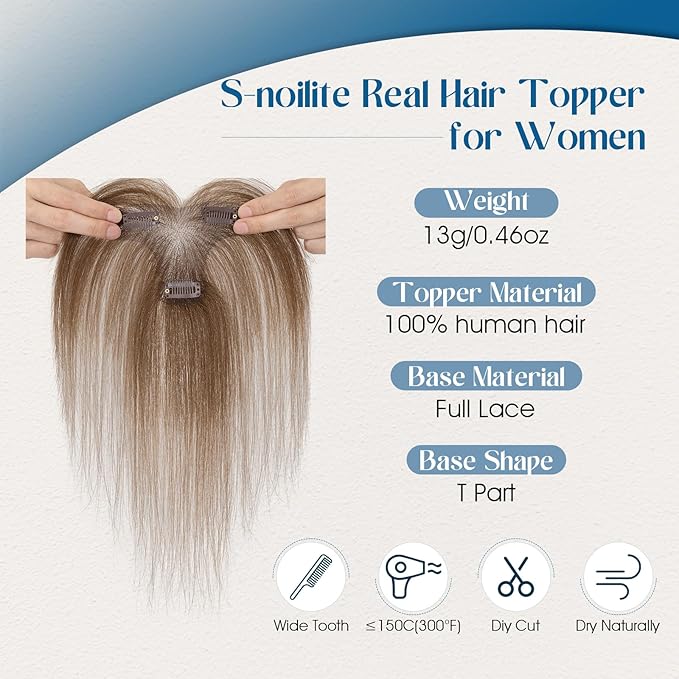 Hair Topper Human Hair Curtain Air Bangs Topper for Women,3.54x4.92 T-part Lace Base Real Human Hair Topper Hair Piece for Daily Wear(Air Bangs,Meduim Brown)