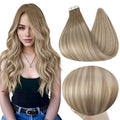 Full Shine Tape in Hair Extensions Human Hair 14Inch Color 8 Fading To 60 Platinum Blonde And 18 Ash Blonde Hair Extensions Tape in 50Gram Seamless Remy Tape in Extensions 20Pcs for Wedding