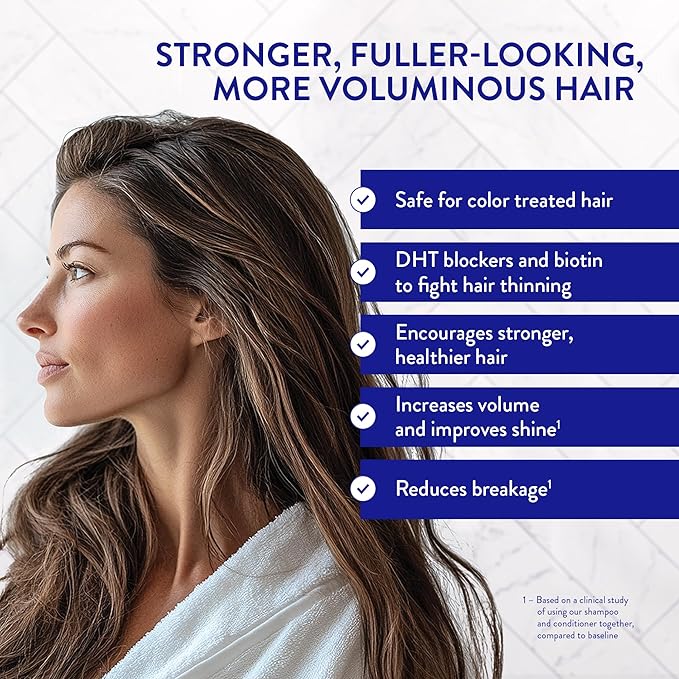 Routine Wellness Anti-Thinning Shampoo for Thinning Hair - Biotin DHT Blocker Women & Men - Color Safe Shampoo for Hair Loss & Healthy Hair - Jasmine & Rosewater 14oz