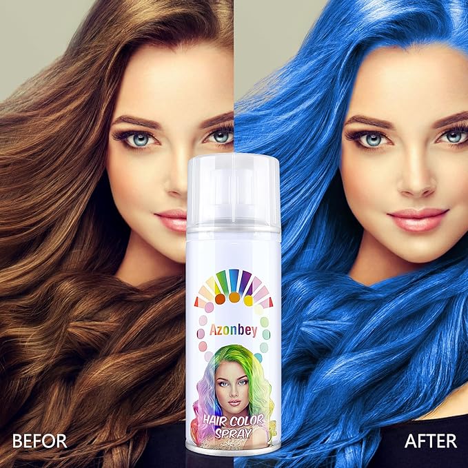 Halloween Hair Spray,Temporary Hair Color Spray for Women Kids Men,Washable Hairspray,Colored Hair Spray,Color Hairspray for Halloween,Party,Cosplay,Christmas Day (01#Blue)