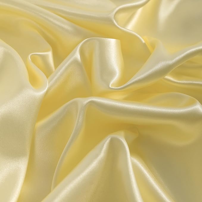 NTBAY 2 Pack Satin Queen Pillowcases for Hair and Skin, Luxurious and Silky Pillow Cases with Envelope Closure, 20x30 Inches, Light Yellow
