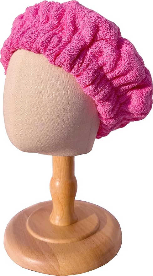 AKISS Flaxseed Deep Conditioning Heat Cap Portable Microwave Hot Bonnet Therapy Hair care Cap For Kids Girls (Fushcia/Flowers, Small)