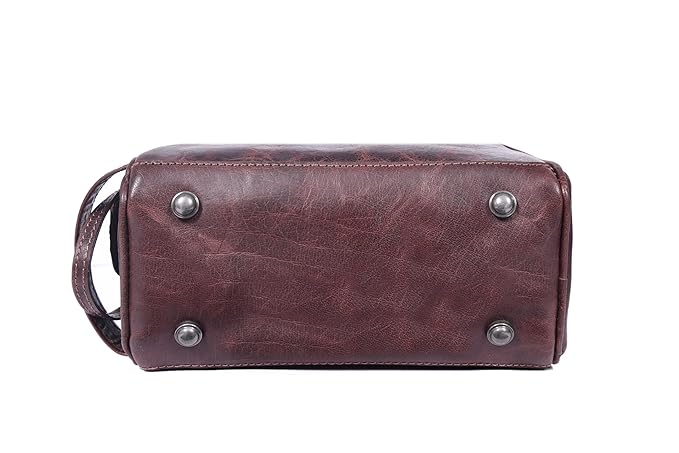10" Premium Leather Toiletry Travel Pouch With Waterproof Lining | King-Size Handcrafted Vintage Dopp - Kit, Gift for Father's Day By Aaron Leather Goods