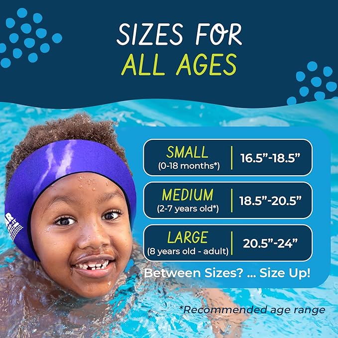 Earvolution Ear Band-It Ultra Swimming Headband for Kids and Adults - Invented by Ear, Nose, and Throat Physician - Custom Anti-Slip Grip Neoprene Maximizes Protection, 12 Color Options, 3 Sizes