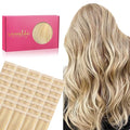 WENNALIFE Tape in Hair Extensions Human Hair, 40pcs 100g 16 inch Light Blonde Highlighted Golden Blonde Hair Extensions Real Human Hair Straight Tape in Extensions Invisible Human Hair Extensions