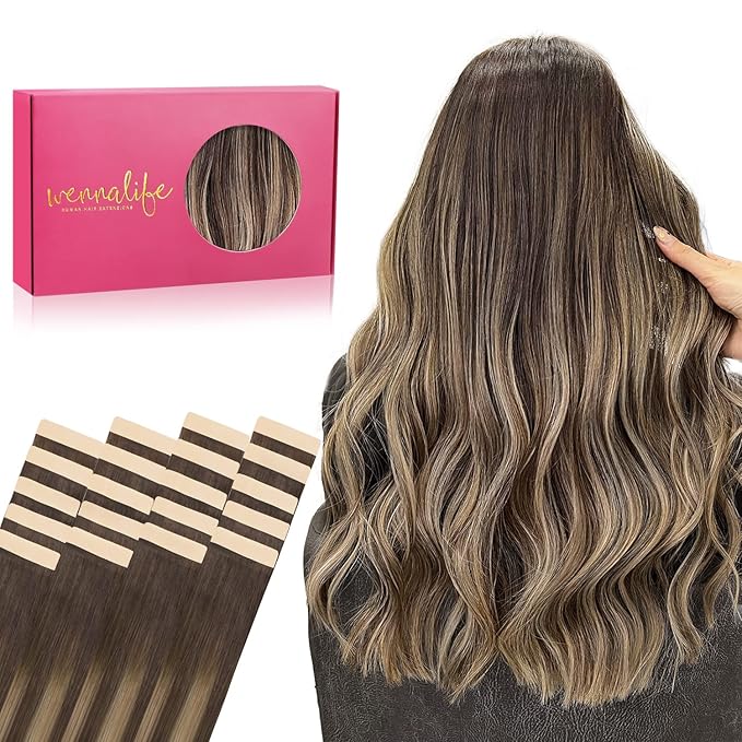 WENNALIFE Tape in Hair Extensions Human Hair, Tape Hair Extensions Real Human Hair Tape Extensions Coloured