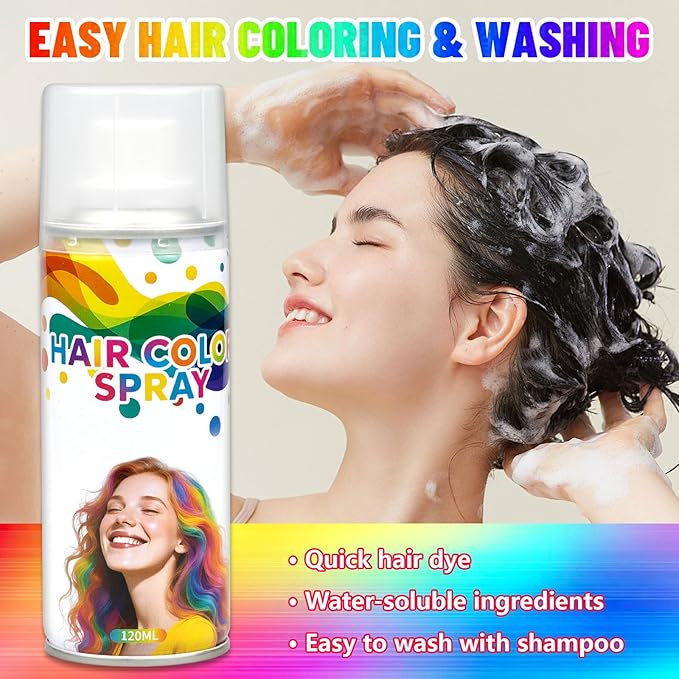 Orange Temporary Hair Color Spray - Washable & Natural One-Time Use Hair Wax for Women & Kids & Adults - Strong Hold for Halloween, Cosplay, Party, Washes Out Easily