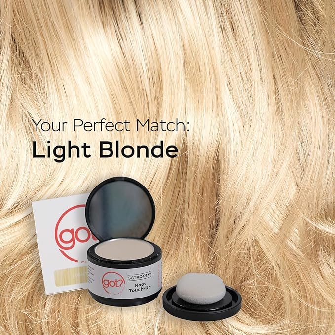 Got? Roots - Root Touch Up Hair Color, Brow, Beard, Hairline & Bald Spot Concealing Powder - Gray Root Coverage for Women & Men - 0.14 OZ Tub (Light Blonde, Pack of 2)