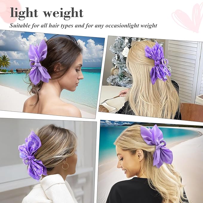 Bow Claw Clips Bow Hair Clips 2PC Purple Big Hair Bows for Women Butterfly Styling Large Hair Clips for Thick Hair for Girls Hair Accessories for Teen