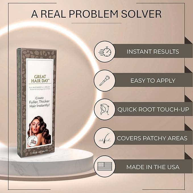 Joan Rivers Great Hair Day Root Touch Up Powder – Fill-in Powder for Thicker, Fuller Looking Hair (Ash Blonde)