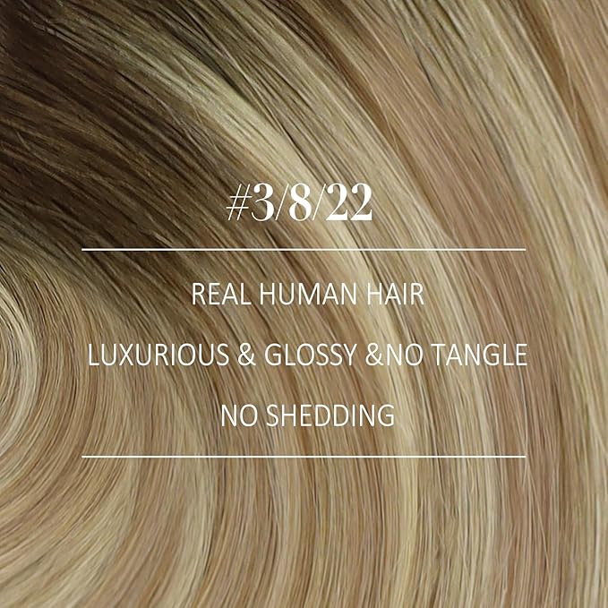 YoungSee Human Hair Weft Extensions Brown Ombre Sew in Extensions Balayage Weft Hair Extensions Human Hair Walnut Brown Ombre Light Brown with Blonde Balayage Hair Wefts Remy Hair 20Inch 100G