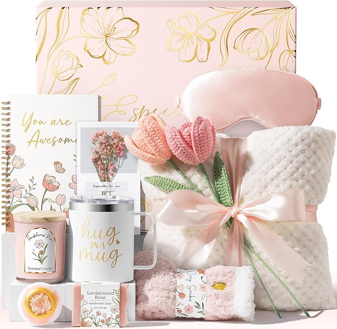 Christmas Birthday Gifts for Women Self Care Package, Get Well Soon Gift Baskets for Women Spa Gifts Set, Unique Thinking of You Inspirational Sympathy Gift Baskets for Mom Best Friend Sister Wife Her