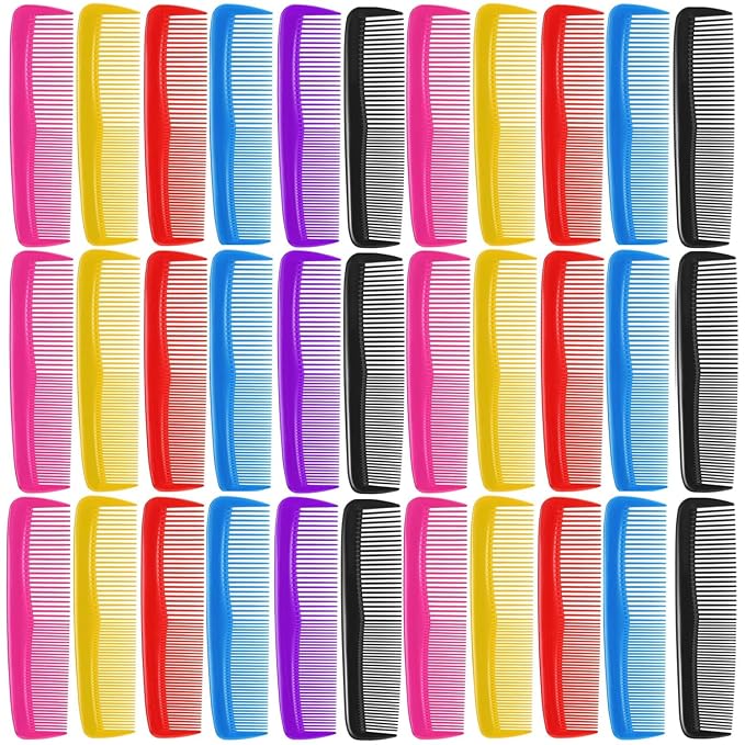 Hair Combs Bulk, 50pcs Individually Wrapped, Colorful Pocket Hair Comb Set Fine Tooth Dressing for Women/Men, Travel, Hotel, Airbnb, Operation Christmas Child Shoeboxes, Homeless, Shelter, Charity