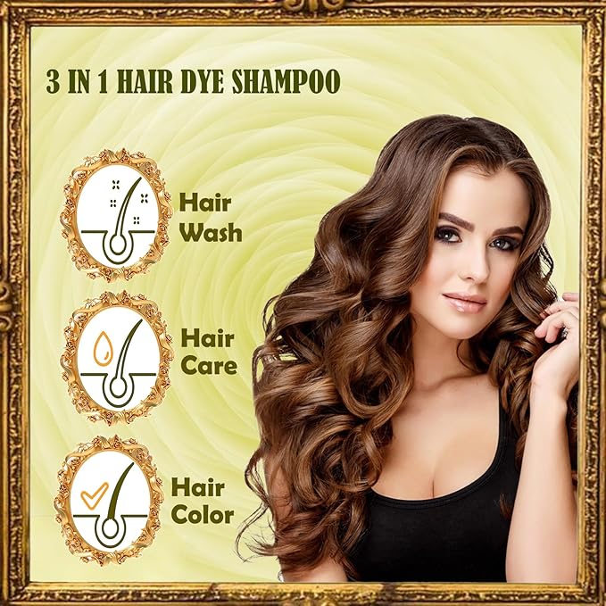Light Brown Shampoo Para Pintar el Cabello - Instant Hair Dye Shampoo 3 in 1 Refresh Hair Color, Herbal Shampoo Hair Dye for Women Men, Easy to Use & Long Lasting Hair Color Shampoo 16.90 oz