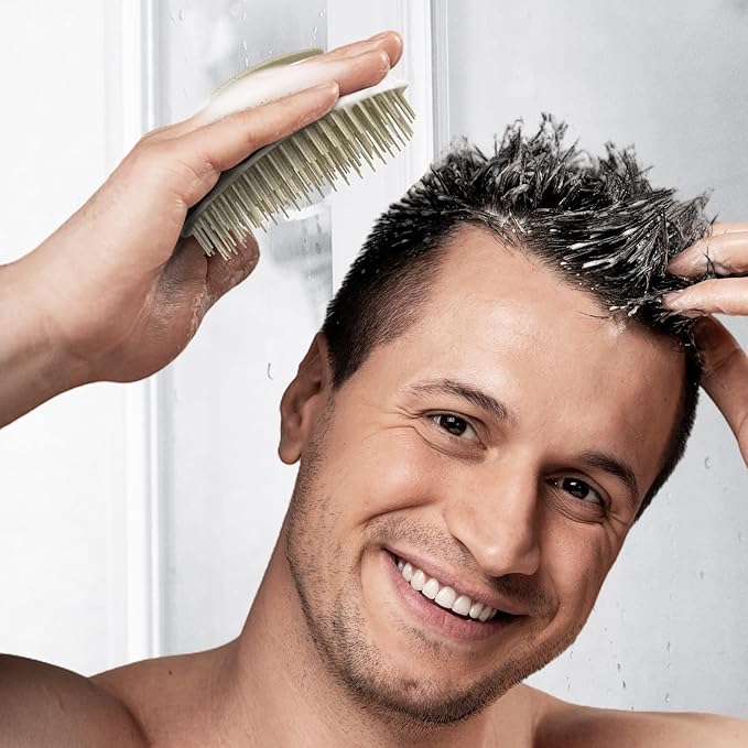 Scalp Massager Shampoo Brush,Scalp Scrubber for Dandruff Removal, Scalp Care Hair Brush Wet & Dry detangler for Men and Women. (Grey, 1pc- Soft for Short & Medium Hair)