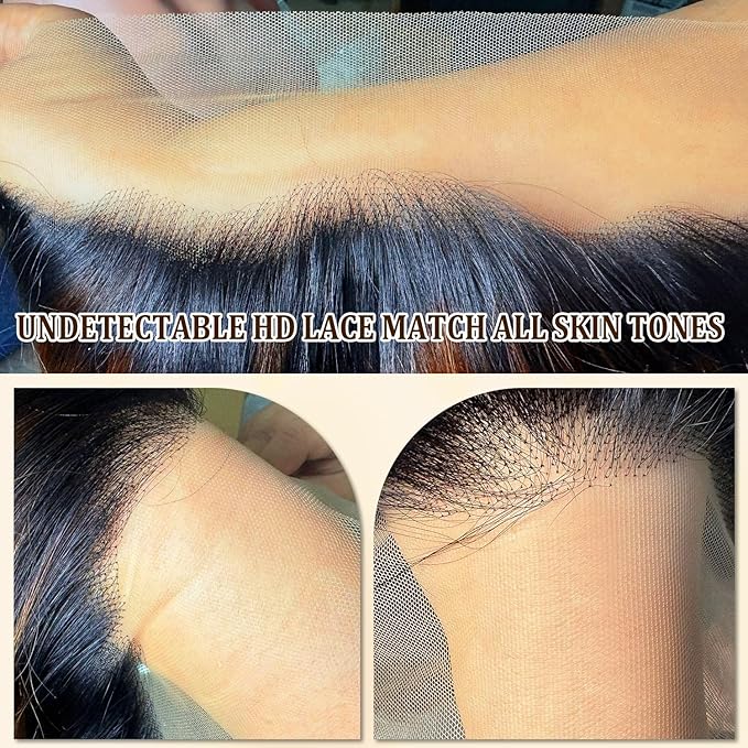 Highlight Ombre 13x6 Body Wave Lace Front Wigs Human Hair 200% Density HD Lace Front Wigs Human Hair Pre Plucked Frontal Wigs for Black Women with 1b/27 Color Hairline (20inch)
