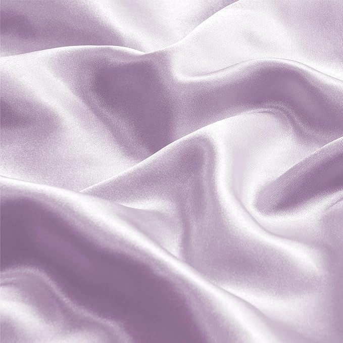 BEDELITE Satin Pillowcase with Zipper 2 Pack, Lavender Pillow Cases Standard Size, Super Soft and Cooling Similar to Silk Pillow Cases, Gift for Women Men(20x26 Inches)