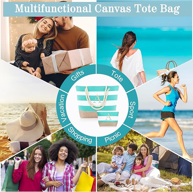 YOOLIFE Beach Bags for Women - Travel Canvas Beach Tote, Pool Waterproof Bag, Travel Essentials, Gifts for Women Birthday