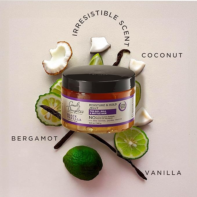Carol's Daughter Black Vanilla Moisture and Hold Jelly, Hair Gel For Dry Hair with Shea Butter, Jojoba and Vanilla, 12 Fl Oz