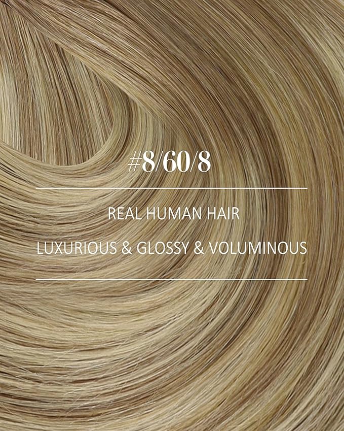 YoungSee Balayage Clip in Hair Extensions 24 inch Human Hair Clip in Extensions Ombre Clip in Hair Extensions Human Hair Light Brown Mix Platinum Blonde Long Straight Hair for Women 120G 7Pcs