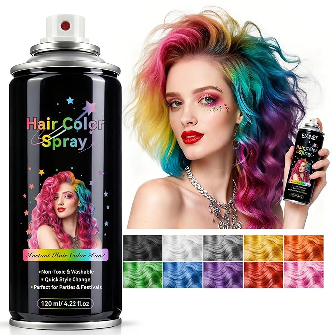 Temporary Hair Spray Color for Kids Women - One-Time Use Green Hair Spray, Vegan and Cruelty-Free Semi-Permanent Hair Color Dye, (Green,4.02Oz)
