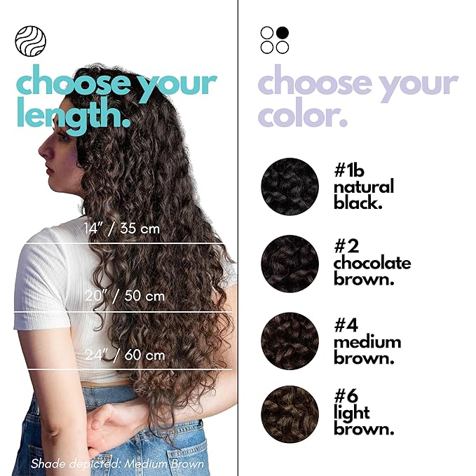 Irresistible Me 3A Curls Real Human Hair Extensions Clip Ins – 100% Human Hair Clip In Extensions for Length & Volume– Invisible Extension –Heat Resistant & Dyeable –Chocolate Brown, 20 Inches