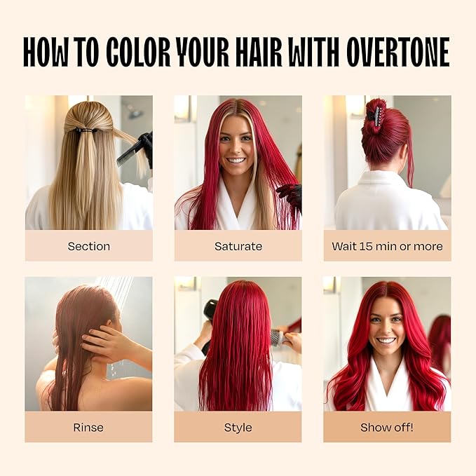 Overtone Semi Permanent Hair Color Conditioner, Scarlet Red, 8 oz, Nourishing, Damage-Free, Color Depositing Mask for All Hair Types with Shea Butter & Coconut Oil, Vegan & Cruelty-Free