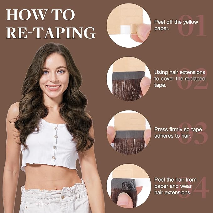 GOO GOO Tape in Hair Extensions Human Hair, 1B/6/1B Balayage Natural Black to Chestnut Brown, 18inch 50g 20pcs, Skin Weft Seamless Invisible, Silky Straight with Thick Ends, Remy Human Hair