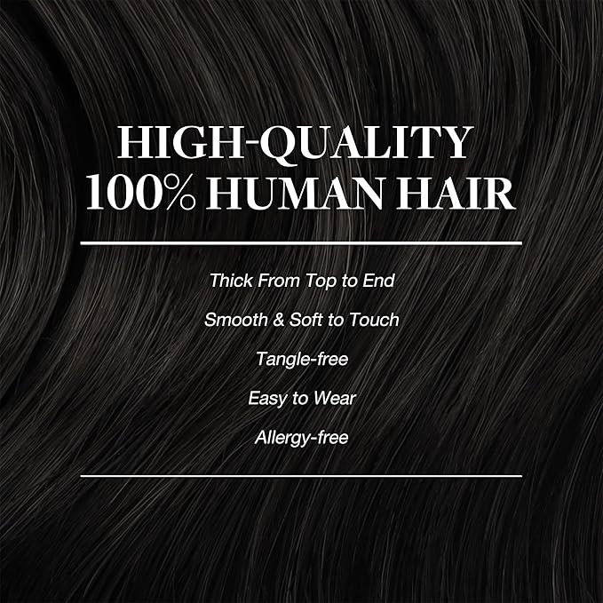 GOO GOO Clip in Hair Extensions Real Human Hair, Remy Human Hair Extensions Clip ins for Women, Natural Human Hair, 18inch 150g 9Pcs, 1B Natural black