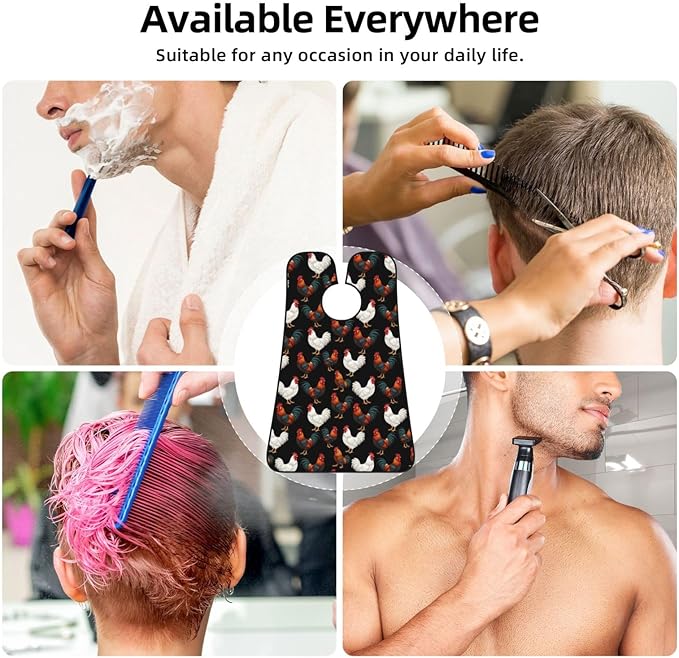 Professional Beard Bib, Non-Stick Hair Catcher Apron Waterproof, Shaving Grooming Essential for Men Dad, Chicken Hens Rooster Shave Bib