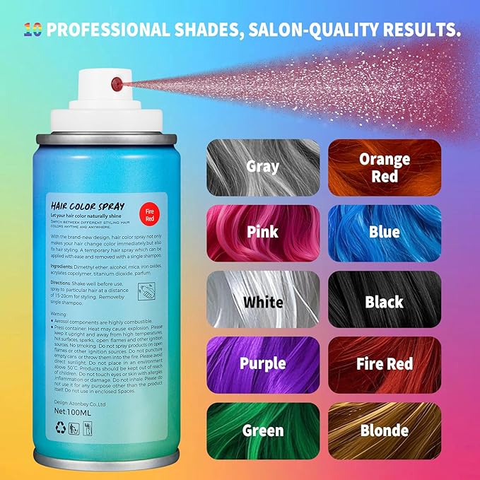 Halloween Hair Spray,Temporary Hair Color Spray for Women Kids Men,Washable Hairspray,Colored Hair Spray,Color Hairspray for Halloween,Party,Cosplay,Christmas Day (03#Red)