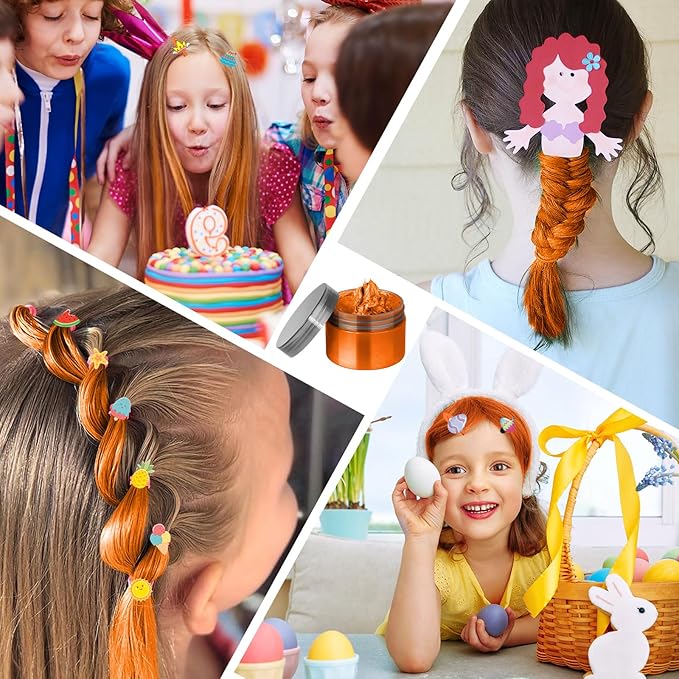 Temporary Hair Color Wax Kit, Stocking Stuffers for Teen Girls, Instant Hair Dye Color Wax Washable Natural Hair Color Cream for DIY Hairstyle on Crazy Hair Day, Children's Day, Christmas (Orange)