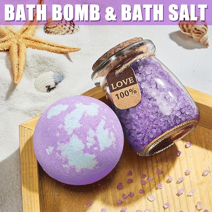 Birthday Gifts for Women Friendship, Lavender Relaxing Spa Gifts Basket for Women Self Care Gifts, Thank You Gifts Bath Set Christmas Gifts for Mom Her Best Friend Wife Sister Coworker Nurse Teacher