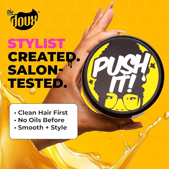 The Doux Edge Control & Braiding Gel for Natural Hair Push It! Braid & Edge Gel for Slick Styles, Frizz Control & Moisture – For Women with Flyaway Hold & Shine