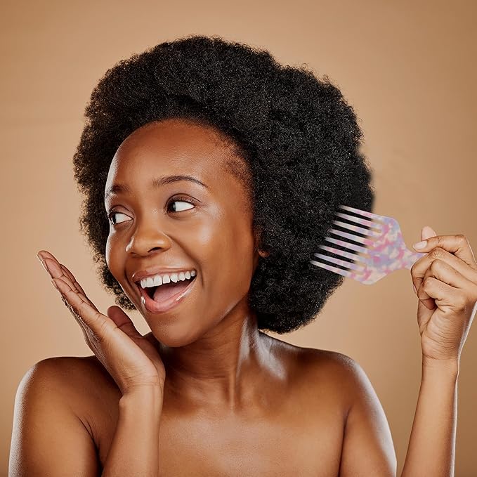 VOCOSTE Hair Picks for Curly Hair, Gentle Detangling Wide Tooth Comb, Afro Pick, Hair Pick Comb, Hangable Hair Styling Tool for Hair Care, Purple